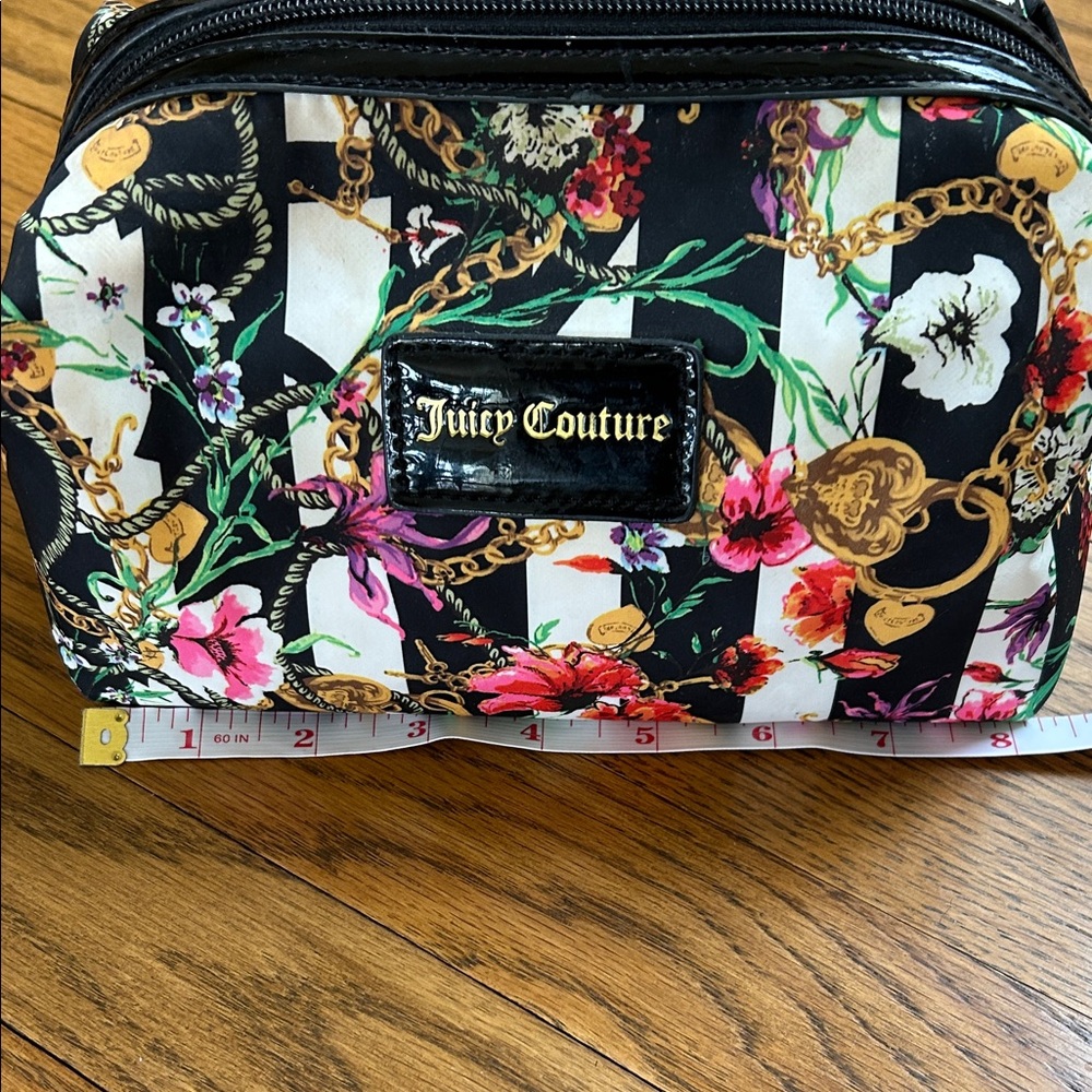 Juicy Couture Black and Pink Floral Cosmetic Bag - Picture 2 of 4